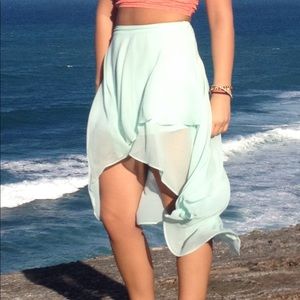 Forever 21 mint high low skirt